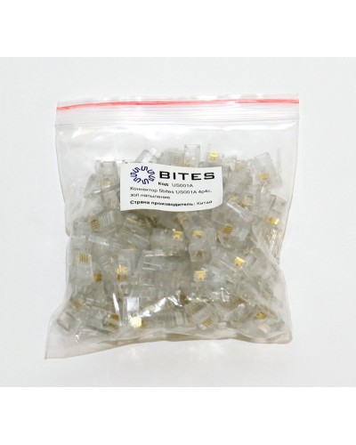 US010A (100шт). Телефонный разъем 4P4C (RJ-11). 5bites в Новошахтинске