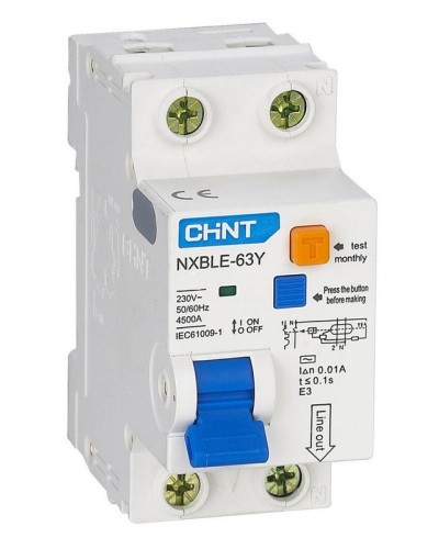 NXBLE-63Y (R) 1п+N C 6А 30мА электронный тип AC 4.5кА CHINT (105540). Автоматический выключатель дифференциального тока. CHINT в Новошахтинске