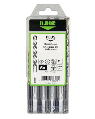 Набор буров SDS-plus V PLUS 5шт, 2-cutting (242030): Набор буров SDS-plus (6х110 мм; 6,8,10,12х160 мм) в Новошахтинске