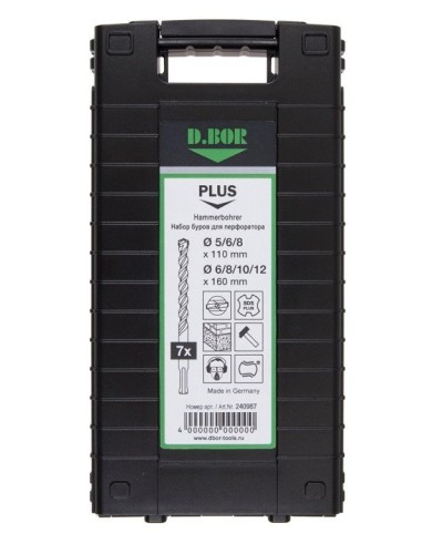Набор буров SDS-plus V PLUS 7шт, 2-cutting (240987). Набор буров SDS-plus (5,6,8х110 мм; 6,8,10,12х160 мм). D.BOR в Новошахтинске