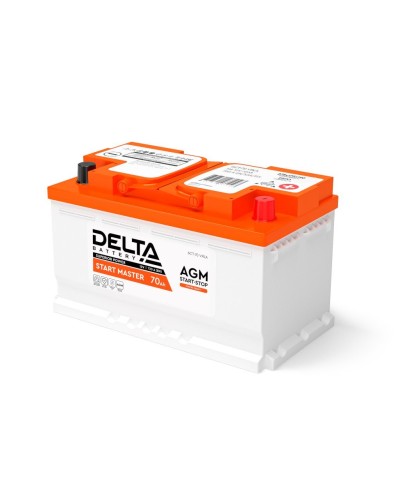 Delta START MASTER AGM 1270 (70 Ah). Аккумулятор автомобильный герметичный свинцово-кислотный. Delta в Новошахтинске