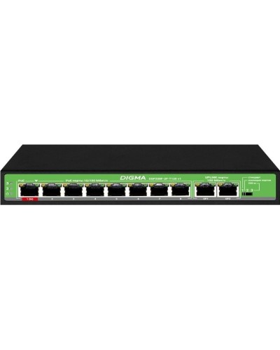 DSP208F-2F-T120 DSP208F-2F-T120 V1 (L2) 10х100Мбит/с 8PoE 8PoE+ 120W. Коммутатор с питанием по PoE. Digma в Новошахтинске