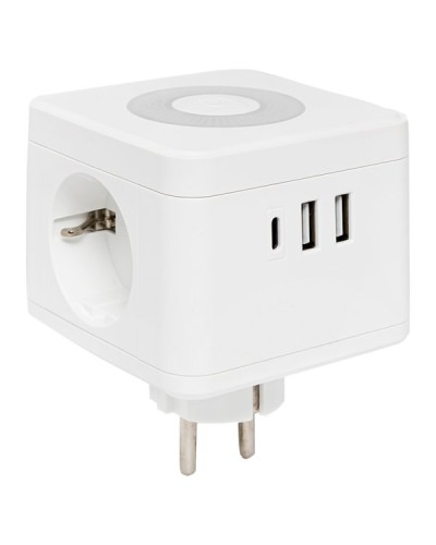 Тройник Куб 2 гнезда 2USB 2,4А+Type C + Ночник. Тройник Куб. EKF в Новошахтинске