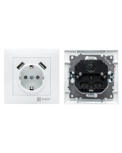 Валенсия розетка 1-местная с/з 16А (EWR16-028-10-2USB). Розетка 1-местная с/з 16А. EKF в Новошахтинске