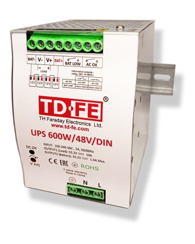 UPS 600W/48V/DIN. Источник вторичного электропитания резервированный. FARADAY в Новошахтинске