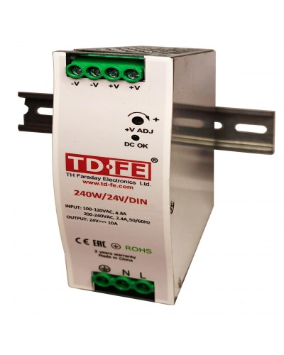 240W/24V/DIN. Источник вторичного электропитания резервированный. FARADAY в Новошахтинске