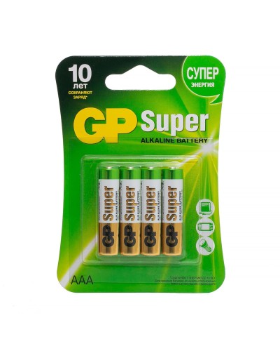 GP Super Alkaline 24A AAA (GP 24A-2CR4), упак. 4 шт. БЛИСТЕР. Алкалиновые батарейки. GP Batteries в Новошахтинске