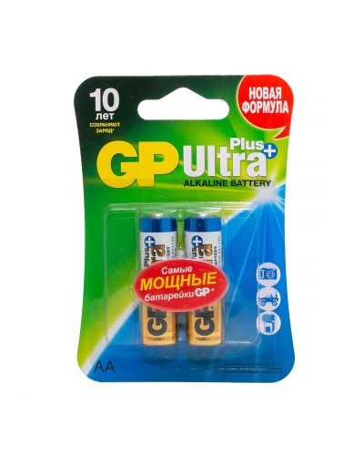 GP Ultra Plus Alkaline 15A AA (GP 15AUP-2CR2), упак. 2 шт. БЛИСТЕР. Алкалиновые батарейки. GP Batteries в Новошахтинске