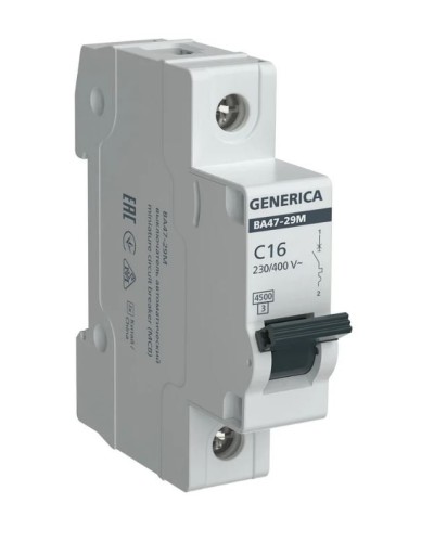 GENERICA ВА47-29М 1P C 16А 4,5кА (MVA21-1-016-C-G). Автоматический выключатель. IEK в Новошахтинске