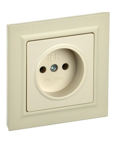 Розетка без з/к РС10-1-0-БрКр бежевый BRITE (BR-R10-10-K10). Розетка без заземления без защитных шторок. IEK в Новошахтинске