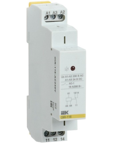 Реле промежуточное модульное OIR 1 контакт 16А 230В AC (OIR-116-AC230V). Реле промежуточное модульное. IEK в Новошахтинске