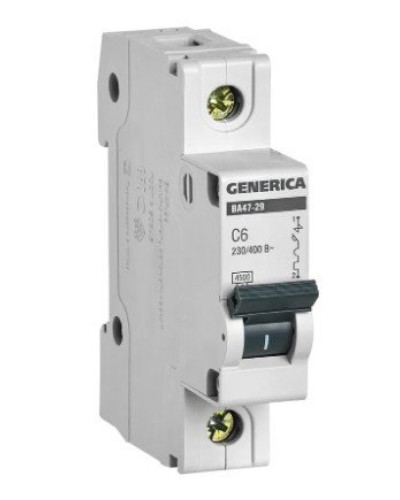 GENERICA ВА47-29 1P C 6А 4,5кА (MVA25-1-006-C). Автоматический выключатель. IEK в Новошахтинске
