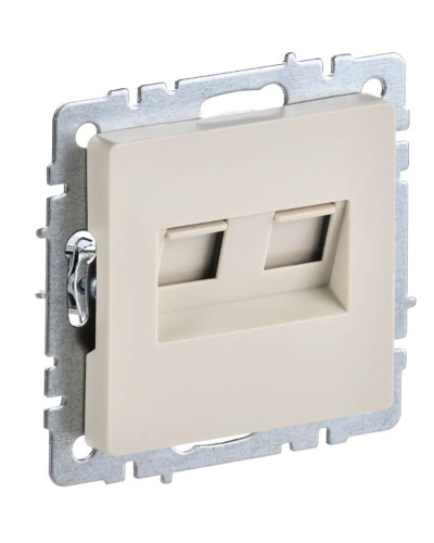 Розетка RJ45 РК10-2-БрКр кат.5E, бежевый BRITE (BR-K20-1-K10). Розетка компьютерная двойная. IEK в Новошахтинске