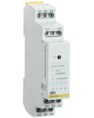 Реле промежуточное модульное OIR 3 контакта 16А 24В AC/DC (OIR-316-ACDC24V). Реле промежуточное модульное. IEK в Новошахтинске