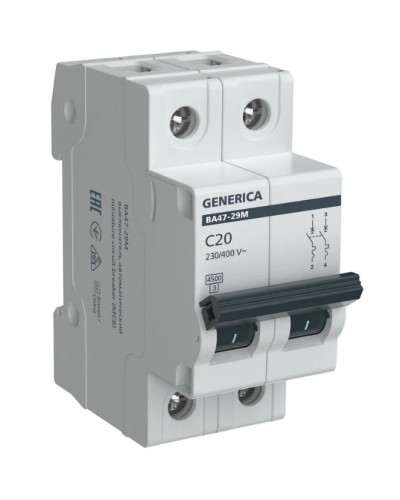 GENERICA ВА47-29М 2P C 20А 4,5кА (MVA21-2-020-C-G). Автоматический выключатель. IEK в Новошахтинске