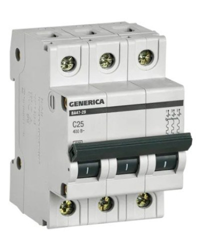 GENERICA ВА47-29 3P C 25А 4,5кА (MVA25-3-025-C). Автоматический выключатель. IEK в Новошахтинске