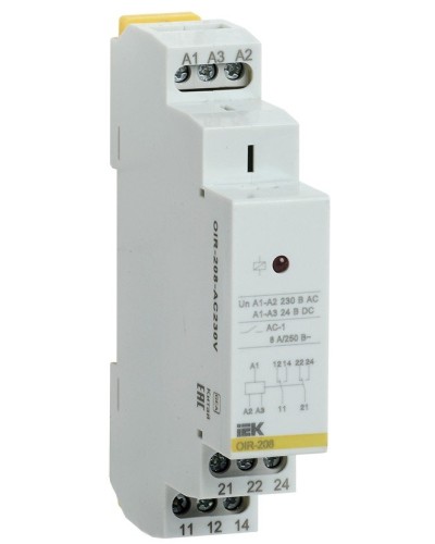 Реле промежуточное модульное OIR 2 контакта 8А 230В AC (OIR-208-AC230V). Реле промежуточное модульное. IEK в Новошахтинске