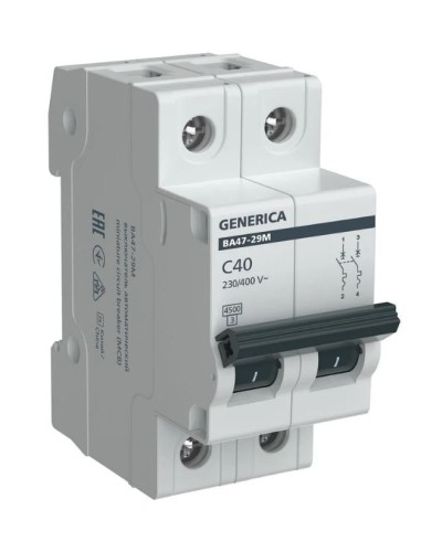 GENERICA ВА47-29М 2P C 40А 4,5кА (MVA21-2-040-C-G). Автоматический выключатель. IEK в Новошахтинске