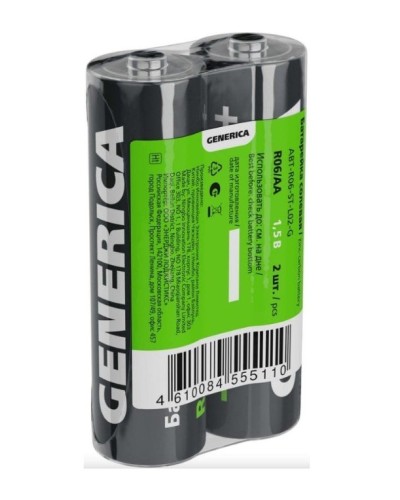 Батарейка солевая R06/AA GENERICA (2 шт) (ABT-R06-ST-L02-G). Батарейка солевая. IEK в Новошахтинске