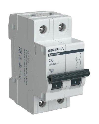 GENERICA ВА47-29М 2P C 6А 4,5кА (MVA21-2-006-C-G). Автоматический выключатель. IEK в Новошахтинске