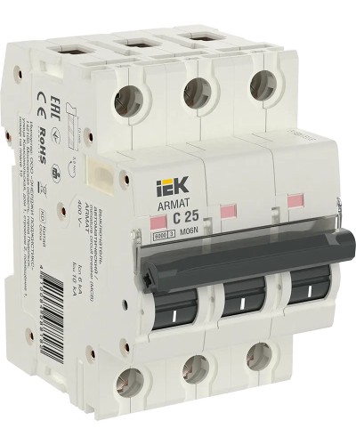 M06N 3P C 25А 6кА ARMAT (AR-M06N-3-C025). Автоматический выключатель. IEK в Новошахтинске