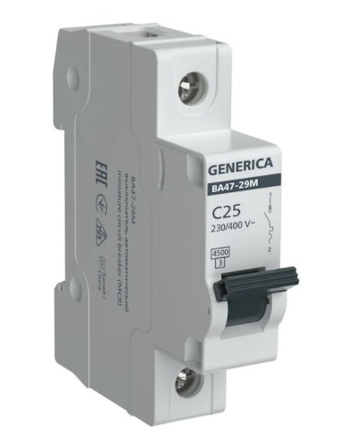 GENERICA ВА47-29М 1P C 25А 4,5кА (MVA21-1-025-C-G). Автоматический выключатель. IEK в Новошахтинске