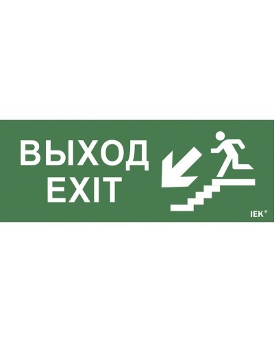 Самоклеящаяся этикетка Выход/лестница вниз/фигура для ССА (LPC10-1-35-13-VLVNF). Самоклеящаяся этикетка 240х90 мм. IEK в Новошахтинске