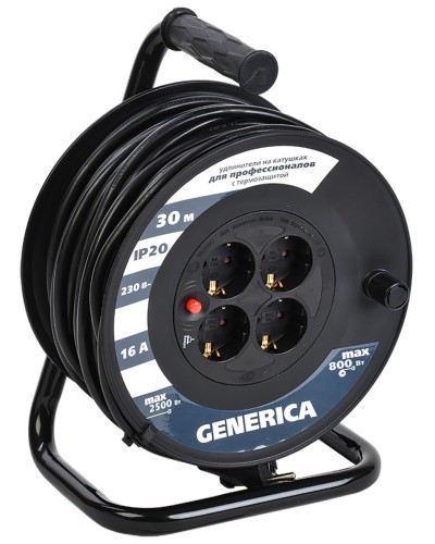 УК30 4 места 2P+PE, 30м GENERICA (WKP20-16-04-30-G). Удлинитель на катушке с термозащитой, 3х1,5кв.мм. IEK в Новошахтинске