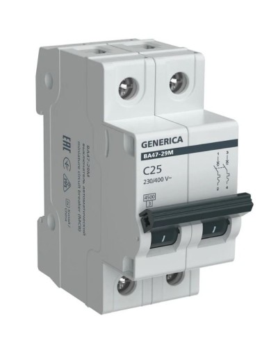 GENERICA ВА47-29М 2P C 25А 4,5кА (MVA21-2-025-C-G). Автоматический выключатель. IEK в Новошахтинске