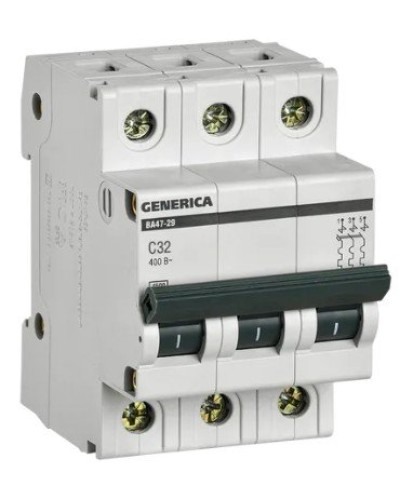 GENERICA ВА47-29 3P C 32А 4,5кА (MVA25-3-032-C). Автоматический выключатель. IEK в Новошахтинске