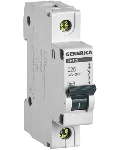GENERICA ВА47-29 1P C 25А 4,5кА (MVA25-1-025-C). Автоматический выключатель. IEK в Новошахтинске