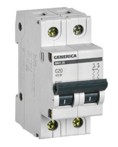 GENERICA ВА47-29 2P C 20А 4,5кА (MVA25-2-020-C). Автоматический выключатель. IEK в Новошахтинске