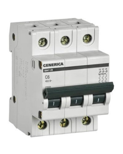 GENERICA ВА47-29 3P C 6А 4,5кА (MVA25-3-006-C). Автоматический выключатель. IEK в Новошахтинске