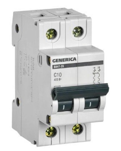 GENERICA ВА47-29 2P C 10А 4,5кА (MVA25-2-010-C). Автоматический выключатель. IEK в Новошахтинске