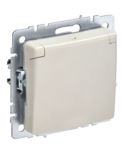 Розетка с з/к РСбш10-3-44-БрКр бежевый BRITE (BR-R16-16-44-K10). Розетка с заземлением с защитными шторками и крышкой. IEK в Новошахтинске