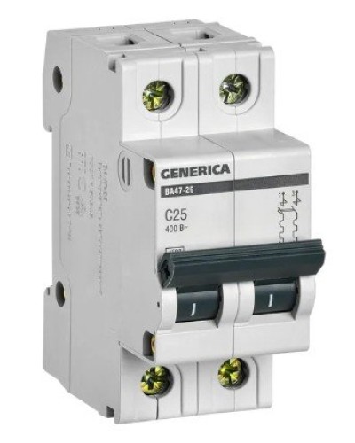 GENERICA ВА47-29 2P C 25А 4,5кА (MVA25-2-025-C). Автоматический выключатель. IEK в Новошахтинске