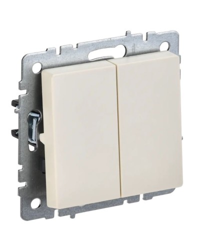 Выключатель 2-клавишный проходной ВС10-2-6-БрКр бежевый BRITE (BR-V22-0-10-K10). Выключатель. IEK в Новошахтинске