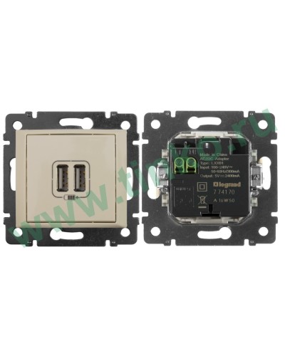 Розетка Valena двойная, USB, слоновая кость (774170). Розетка. LegranD в Новошахтинске