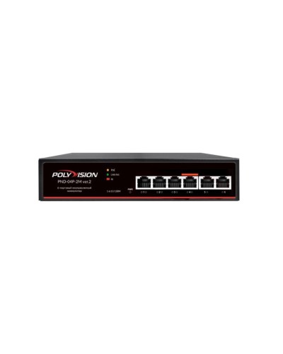 PND-04P-2M v.2. Коммутатор 6-портовый с функцией PoE. Polyvision в Новошахтинске