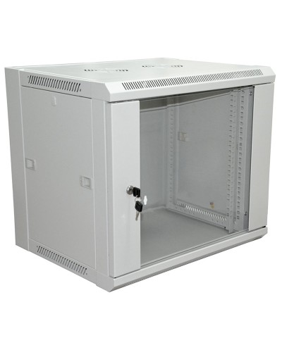 Шкаф телекоммуникационный 19 настенный 9U 600×450×500 мм (ШxГxВ) - передняя дверь стекло, боковые стенки съемные (разобранный) RAL 7035 (04-2201). Шкаф телекоммуникационный 19 настенный 9U. Rexant в Новошахтинске