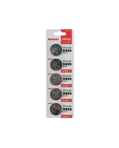 Литиевые батарейки CR2430 3 V 300 mAh (30-1109). Элемент питания. Rexant в Новошахтинске