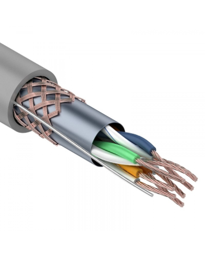 SF/UTP, CAT 5e, PVC, 4PR, 24AWG, INDOOR, STRANDED, серый, 305м, REXANT (01-0343). Кабель «витая пара» (LAN) для структурированных систем связи. Rexant в Новошахтинске
