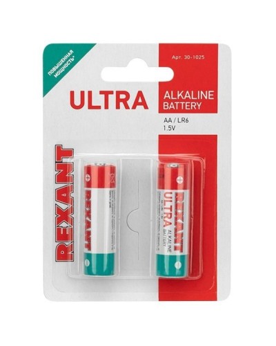 Ультра алкалиновая батарейка AA/LR6 1,5 V 2 шт. блистер REXANT (30-1025). Элемент питания. Rexant в Новошахтинске