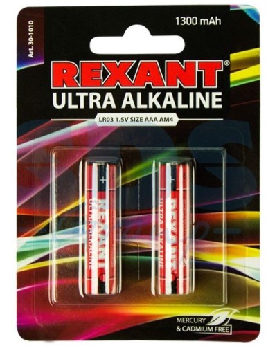 Ультра алкалиновая батарейка AAA/LR03 1,5 V 2 шт. блистер REXANT (30-1010). Элемент питания. Rexant в Новошахтинске