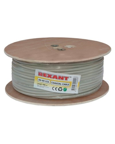 RG-8X, 50 Ом, CCS/Al/A, 75% (01-2021). Кабель коаксиальный радиочастотный. Rexant в Новошахтинске