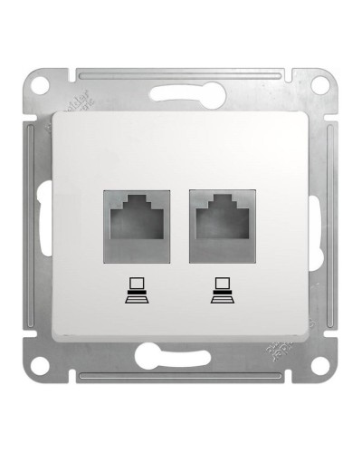 Glossa розетка RJ45+RJ45 2-местная, кат. 5Е, скрытой установки, механизм, белый (GSL000185KK). Розетка компьютерная. Systeme Electric в Новошахтинске