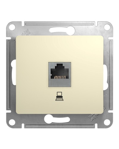 Glossa розетка RJ45 1-местная, кат. 5Е, скрытой установки, механизм, бежевый (GSL000281K). Розетка компьютерная. Systeme Electric в Новошахтинске