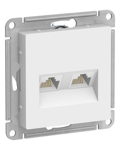 AtlasDesign розетка RJ45+RJ45, 2-местная, скрытой установки, механизм, белый (ATN000185). Розетка компьютерная. Systeme Electric в Новошахтинске