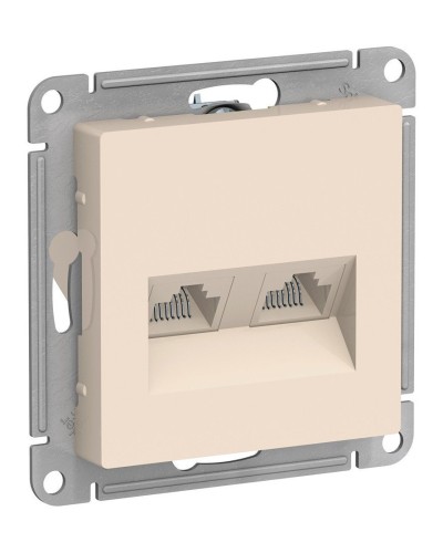 AtlasDesign розетка RJ45+RJ45, 2-местная, скрытой установки, механизм, бежевый (ATN000285). Розетка компьютерная. Systeme Electric в Новошахтинске