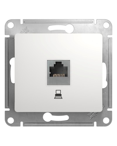 Glossa розетка RJ45 1-местная, кат. 5Е, скрытой установки, механизм, белый (GSL000181K). Розетка компьютерная. Systeme Electric в Новошахтинске